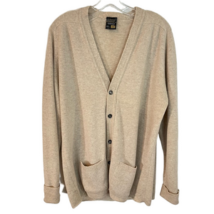 Vintage St. Michael Men’s 100% Lambswool Cardigan Leather Elbow 44 Equestrian